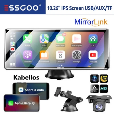 10'' Tragbarer Apple Carplay Android Auto Autoradio USB AUX Bluetooth TF &Kamera - Bild 1 von 4