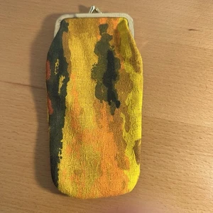 Vintage 60er Jahre MOD Retro Augenglas Etui weicher Stoff orange gelb 60’s - Bild 1 von 8