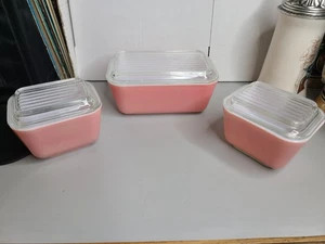 Vintage Pyrex Flamingo Pink 6 Stück Kühlschrank Geschirr 1 -502 2 -502 - Bild 1 von 23