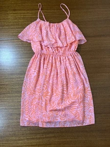 Abito Lilly Pulitzer x Target con volant M stampa giraffa arancione rosa spiaggia festival - Foto 1 di 9