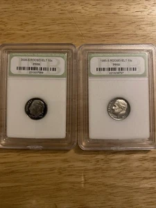Roosevelt Proof Dimes 2008 & 1985 In Excellent Condition Lot Of 2 - Picture 1 of 2