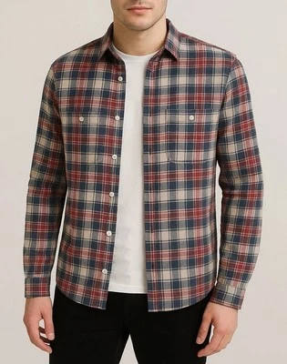 Camisa masculina xadrez de algodão Topman média M desgastada ótimo estado ajuste clássico - Imagem 1 de 4
