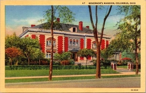 Postal de lino GOVERNOR'S MANSION Columbus, Ohio OH - Imagen 1 de 2