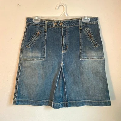 Mini falda vaquera vintage Y2K GAP de mezclilla azul lavado oscuro línea A 8 volantes grunge años 90 Foto 1 de 4