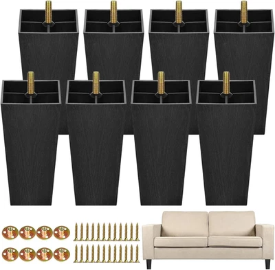 8 Pack 5.7 Inch Furniture Legs Plastic Sofa Couch Legs Square Tapered Feet Sofa  - Image 1 of 4