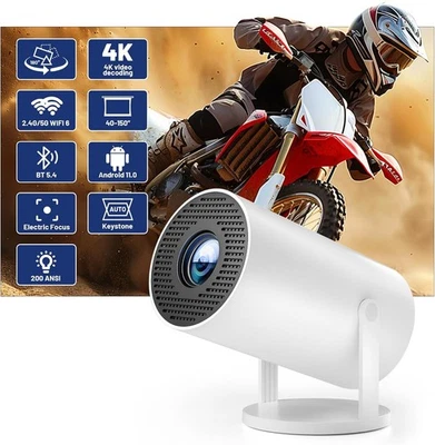 4K Mini Projector Android LED 1080P WiFi Bluetooth HD Portable Home Theater HDMI - Image 1 of 4