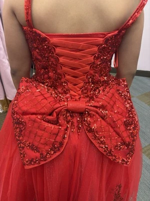 Vestido floral rojo para niñas hecho a mano, mediano 10/12 Foto 1 de 3