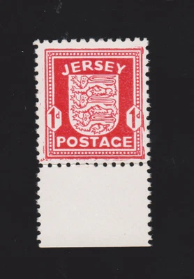 Channel Islands Jersey SG 2d 1d Scarlet Marginal MNH Chalk Surfaced Paper - Image 1 of 2