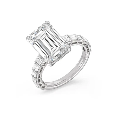 950 Platinum Emerald Cut Diamond Ring Wedding 0.60 Carat Semi Mount Setting - Image 1 of 4