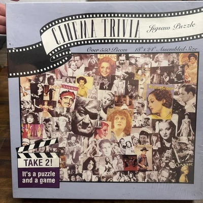 NEW!  Rare NORDEVCO "CINEMA TRIVIA" Jigsaw Puzzle/Game, 550 Piece, 18"x24" - Image 1 of 4