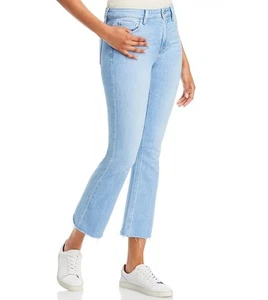 Paige Colette High Rise Crop Flare Jeans Folklore hellblau roher Saum 28 x 27 - Bild 1 von 12