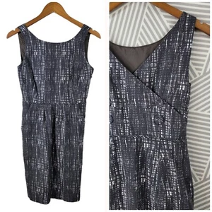 J Crew Sheath Dress size 0 Career party Cotton Tweed Gray Surplice Back Plaid - Picture 1 of 8