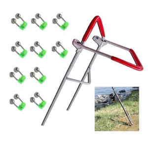 3 Pack Fishing Rod Holders Bank Fishing Pole Holders Ground Rack Stand - Picture 1 of 7