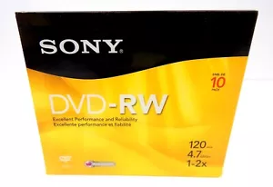 6B SONY DVD-RW 10 Pack 120min 4.7 GB/GO 1-2X NEW SEALED PACK! - Picture 1 of 3