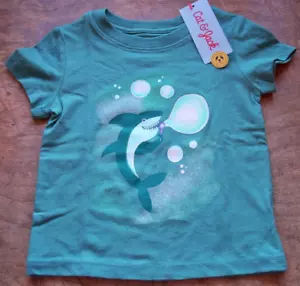 Toddler Kids' Bubble Blowing Shark Graphic Short Sleeve T-Shirt Cat & Jack 12M - Picture 1 of 2