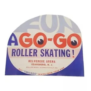 Etichetta pattinaggio a rotelle vintage anni 30-50 Keansburg Belvedere Arena NJ Fun A Go-Go - Foto 1 di 4
