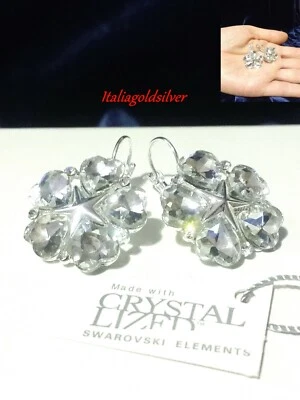 Orecchini Donna Argento Stella Cuore SWAROVSKI ELEMENTS ORIGINALI Gioielli New - Immagine 1 di 4