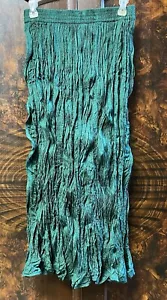 Vtg 90s Christie Parker Skirt Sz L Green Long Maxi Broomstick Crinkle Boho - Picture 1 of 8