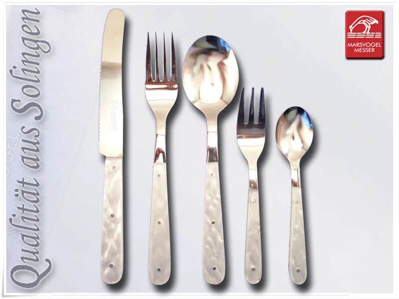 6 x  5-teiliges Besteckset Tafelbesteck aus Solingen Perlmutt Rostfrei. - Bild 1 von 1