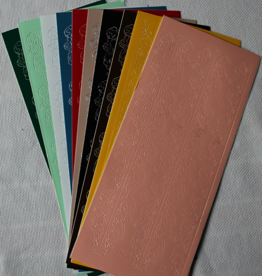 1 Stickerbogen Glanzfolie "Bordüren mit Blättern", Farbwahl, Jittenmeier - Bild 1 von 1