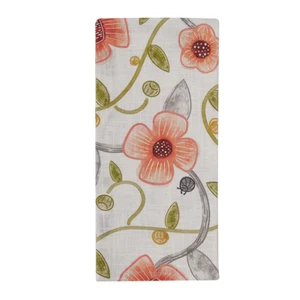 Cara FLORAL DISHTOWEL, NWT, FREE SHIPPING, salmon, grey, green, pretty colors! - Picture 1 of 3