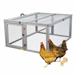 JAXPETY Folding Chicken Coop Wood Rabbit Pet Hutch w Openable Top Poultry Cage - Picture 1 of 16