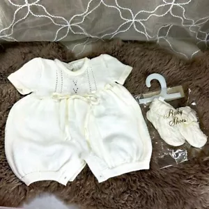 (N2) KARELA KIDS vit100% cotton white knit bodysuits and shoes for girls,size 0 - Picture 1 of 12