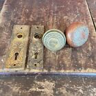 Vintage Eastlake Victorian Style Steel Brass Door Knob Back Plate Lot Craft