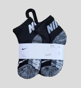 NIKE Boys Socks Ankle Cushioned Athletic Kids 6 Pair Shoe Size 7C-10C Black - Picture 1 of 6