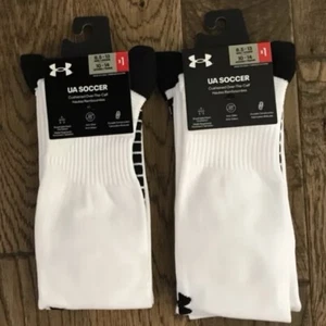 Under Armour UA Soccer Socks OTC White Black Size M 8.5-13 W 10-14 1 Pair - Picture 1 of 3