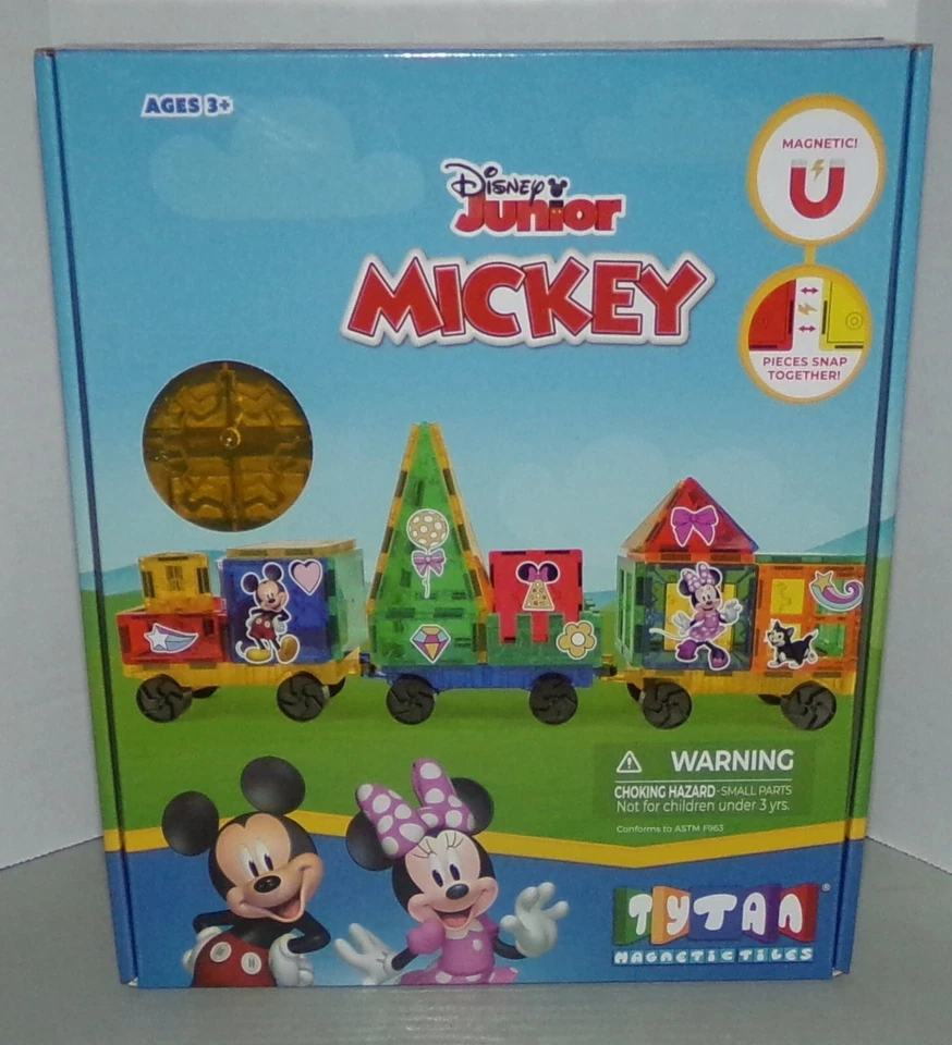 TYTAN Disney Junior Mickey Train Magnetic Tiles - 38 Piece Building Set -