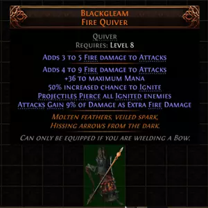 š„Path Of Exile 2š„Dawn Of The Huntš„Quiverš„Blackgleam Fire Quiver - Picture 1 of 1
