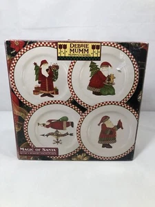Set Of 4 Vintage Debbie Mumm Dessert Salad Plates Magic Of Santa 1998 8.25” - Picture 1 of 17