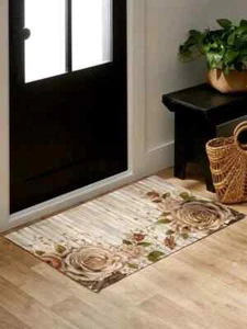Indoor Mat, Rose Pattern Anti-slip Door Mat - 45 x 75 cm - Shades of Gold - Picture 1 of 6