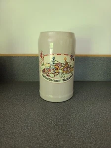 1982 🔥RASTAL🔥 Hohr Grenzhausen Ceramic GERMAN Beer Mug *Jousting Knights* 1L - Picture 1 of 7