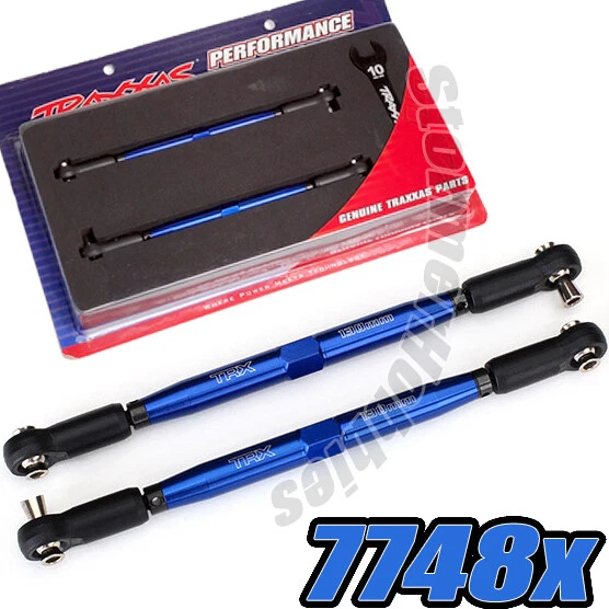 Traxxas 7748X Toe links TUBES blue-anodized aluminum 157mm for X-MAXX - Image 1 of 3