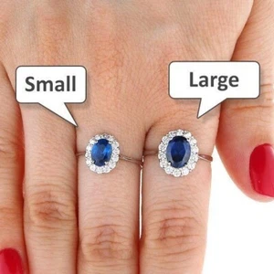 14k Gold White Oval Blue Round CZ Engagement Halo Ring - Picture 1 of 11