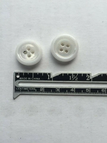 2 Pearly white glass buttons Cover