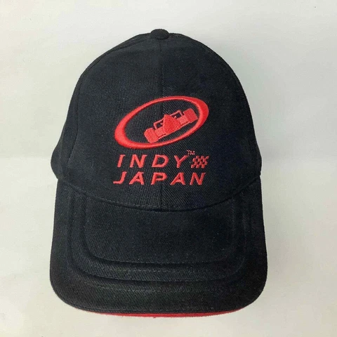 Rare Indy Japan Twin Ring Motegi Hat Black Strapback Red & Black Embroidered Cover