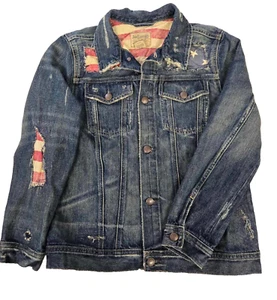 Blue Denim POLO RALPH LAUREN Jean Jacket w/American Flag Design Boys 16 - Picture 1 of 13