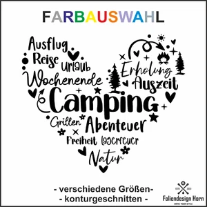 Aufkleber Wohnwagen Camper Camping Herz Sprüche Sticker Farbwahl (41x35cm) - Bild 1 von 2