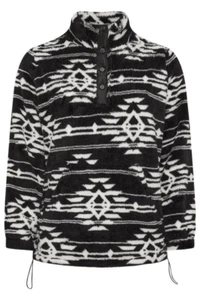 YOURS Women Curve Black & White Aztec Print Fleece Pullover size 22/24 - Picture 1 of 1