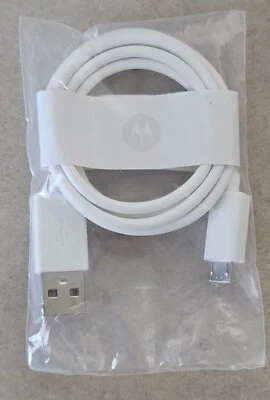 Original Motorola White Micro-USB Charge Sync Data Cable for Moto G5 G4 Play E4 - Image 1 of 4