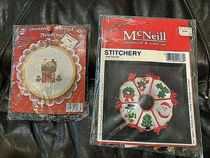 LOTE DE 2 KITS DE ADORNOS DE PUNTO DE CRUZ NAVIDAD  - Imagen 1 de 2