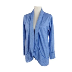 Talbots Athletic Jacket Blue Long Sleeve Open Front Pockets Linen Blend Small - Picture 1 of 8