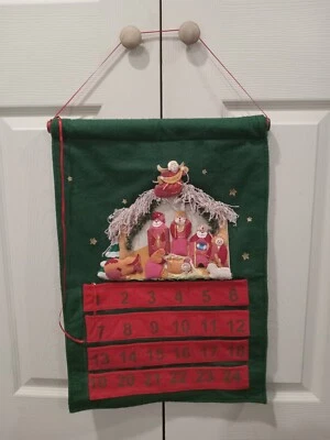 Vtg  Nativity Advent Calendar Soft Hanging Christmas  - Image 1 of 4