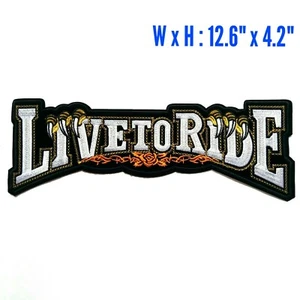 Largr 12.6x4.2" LIVE TO RIDE Eagle Claw HOG Classic MC Iron On Vest Jacket Patch - Picture 1 of 2