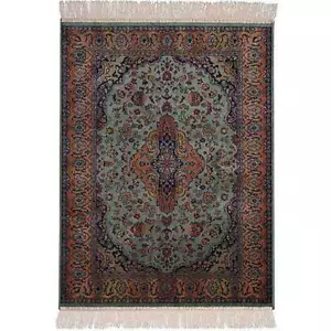 Hallway Runner Art Silk Rug Green 68cm x 105cm Viscose Chiraz 9099-16 Floor New - Picture 1 of 2