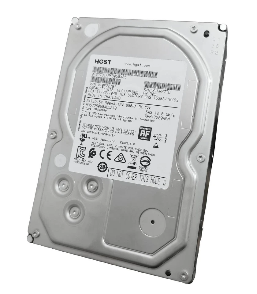 HGST 0F22791 6TB 7.2K 3.5" SAS HDD – Enterprise Storage Drive - Image 1 of 1