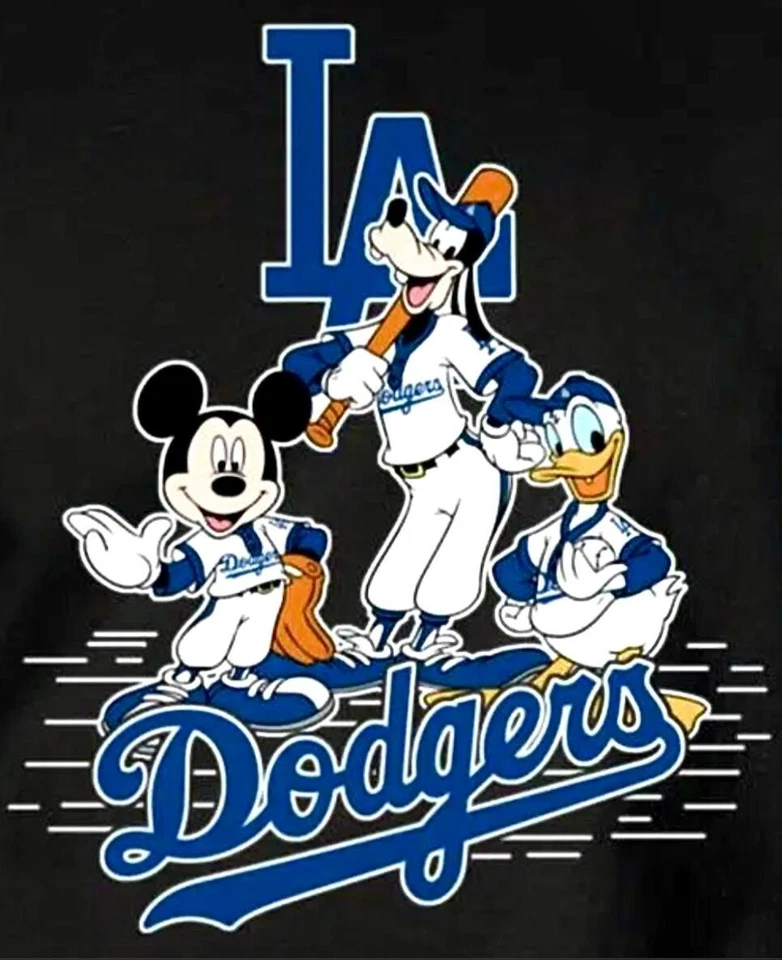 (2) Los Angeles Dodgers Mickey Mouse & Friends Vinyl Stickers 4.8x4 Decals - Image 1 of 1